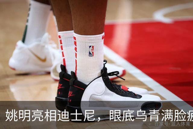 姚明亮相迪士尼，眼底乌青满脸疲惫，一身伤病走路一瘸一拐太沧桑